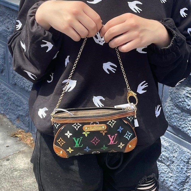 person holding Louis Vuitton bag