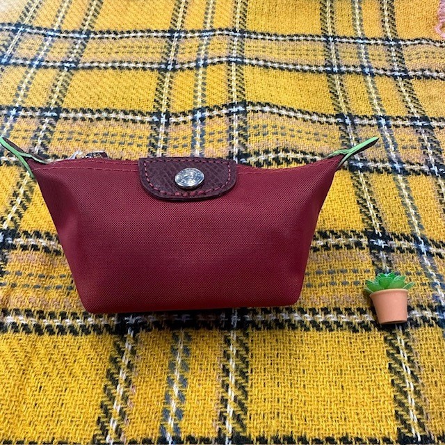 burgundy Longchamp keychain 