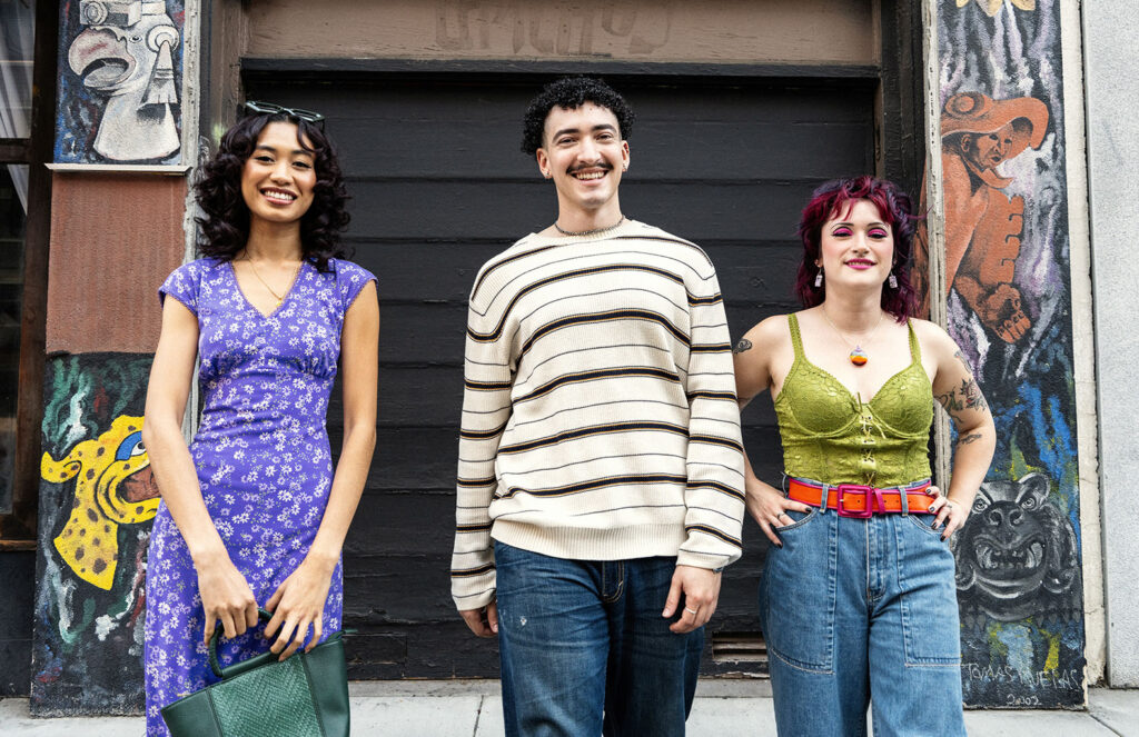 three models wearing spring fashion 